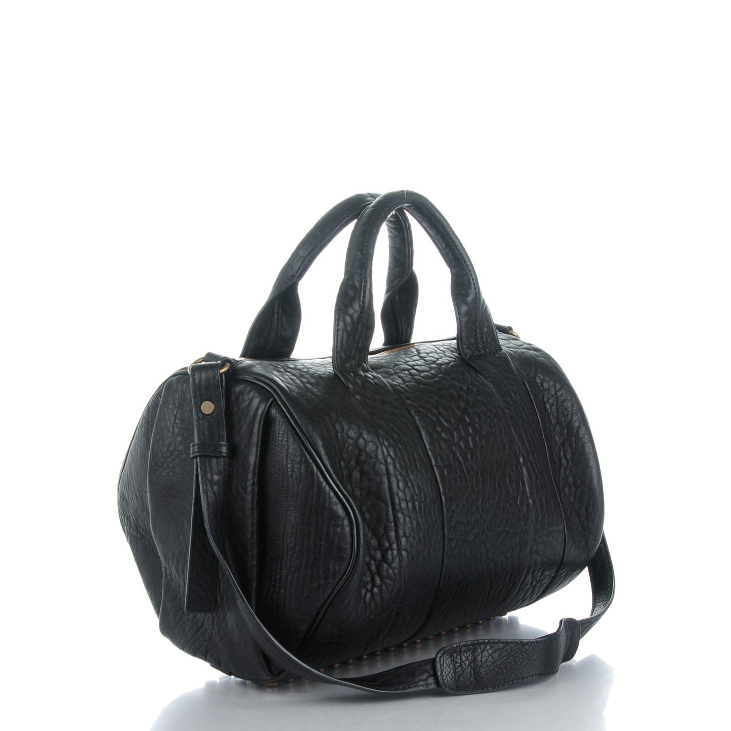 Pebbled Lambskin Rocco Black Antique Brass Hardware