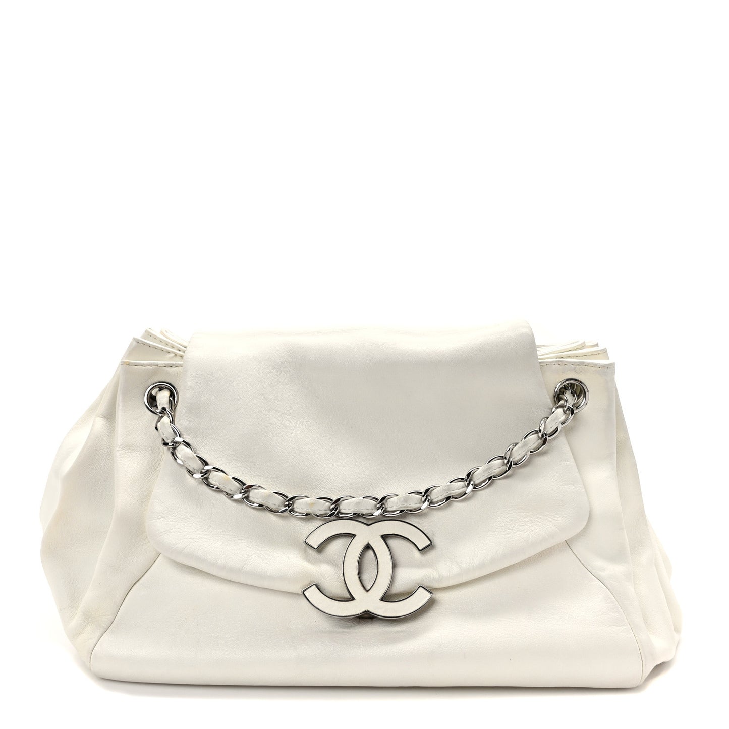 Lambskin Sensual Accordion Flap White