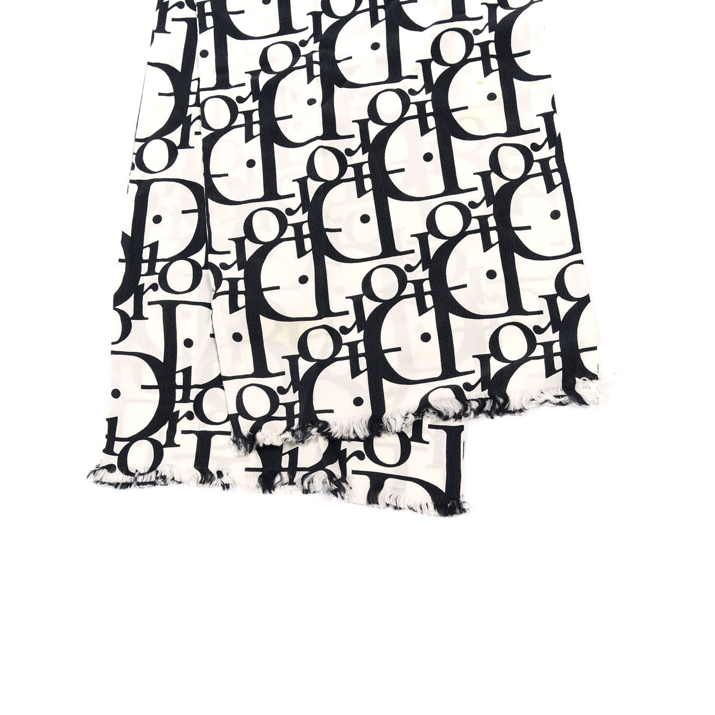 Silk Monogram Scarf Black White