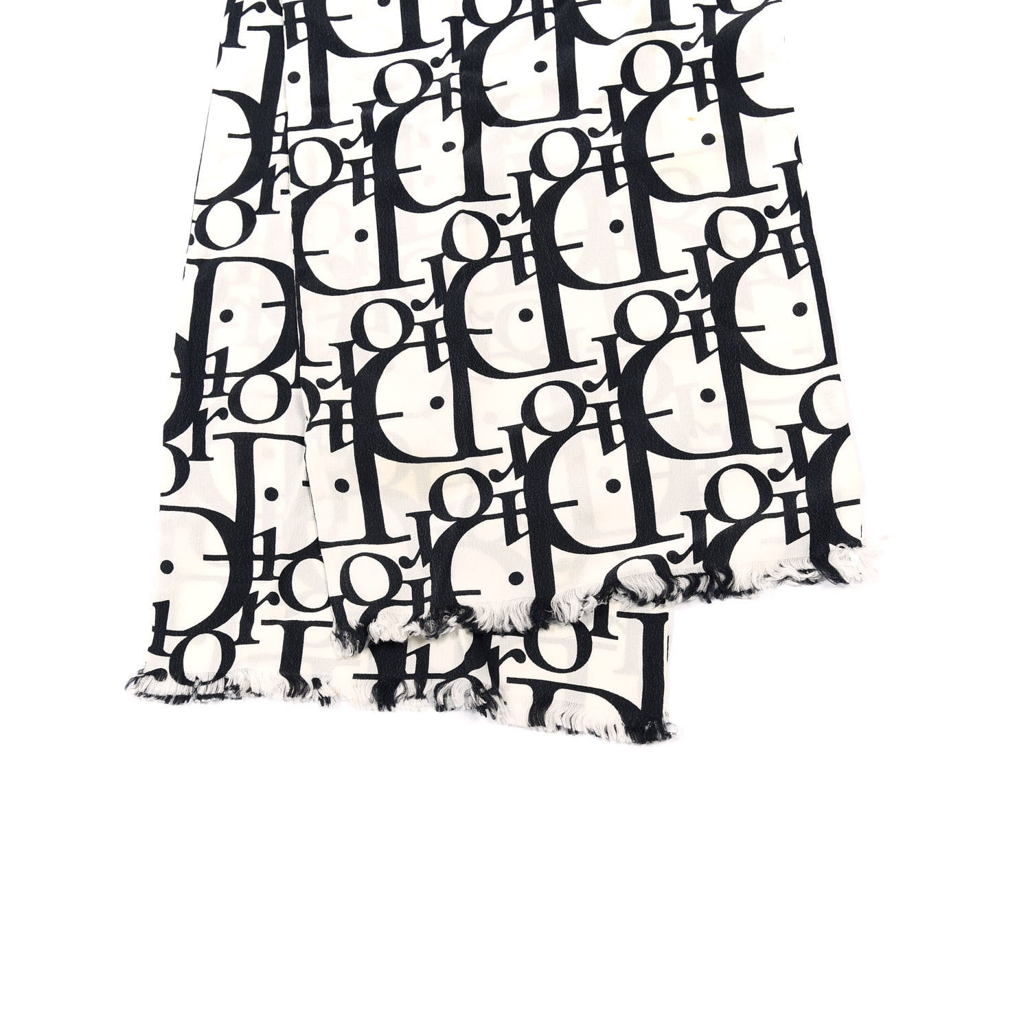 Christian Dior Silk Monogram Scarf Black White 5 of 5
