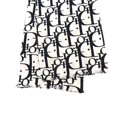 Christian Dior Silk Monogram Scarf Black White 5 of 5