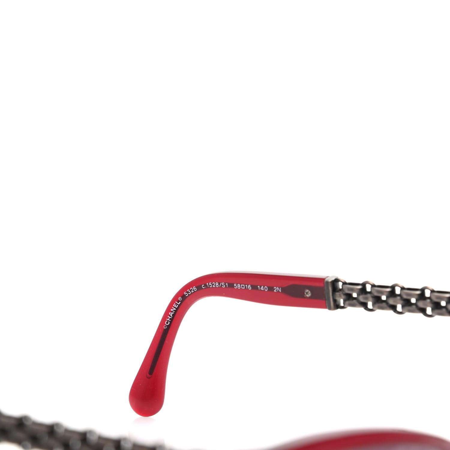Chanel Acetate Cat Eye Chain Sunglasses 5326 Red 5 of 8