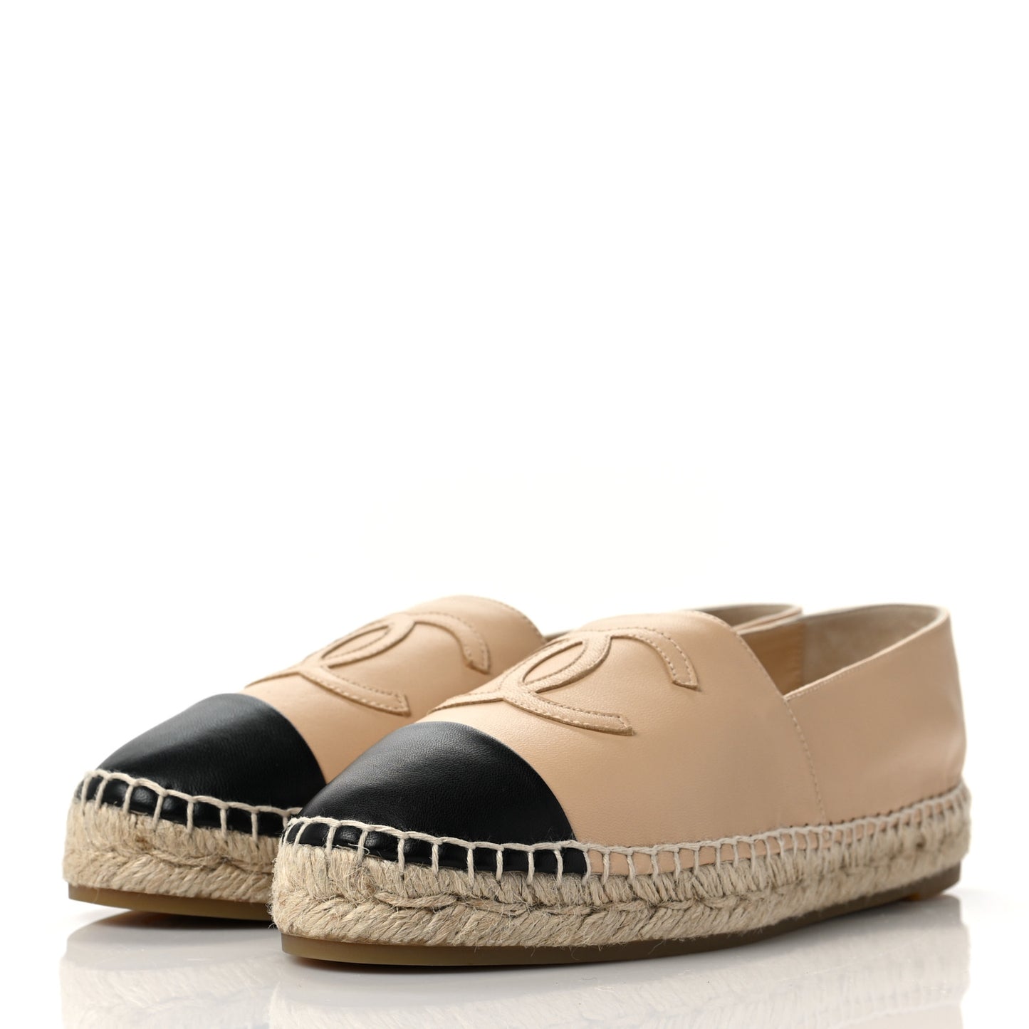 Lambskin CC Espadrilles 40 Beige Black