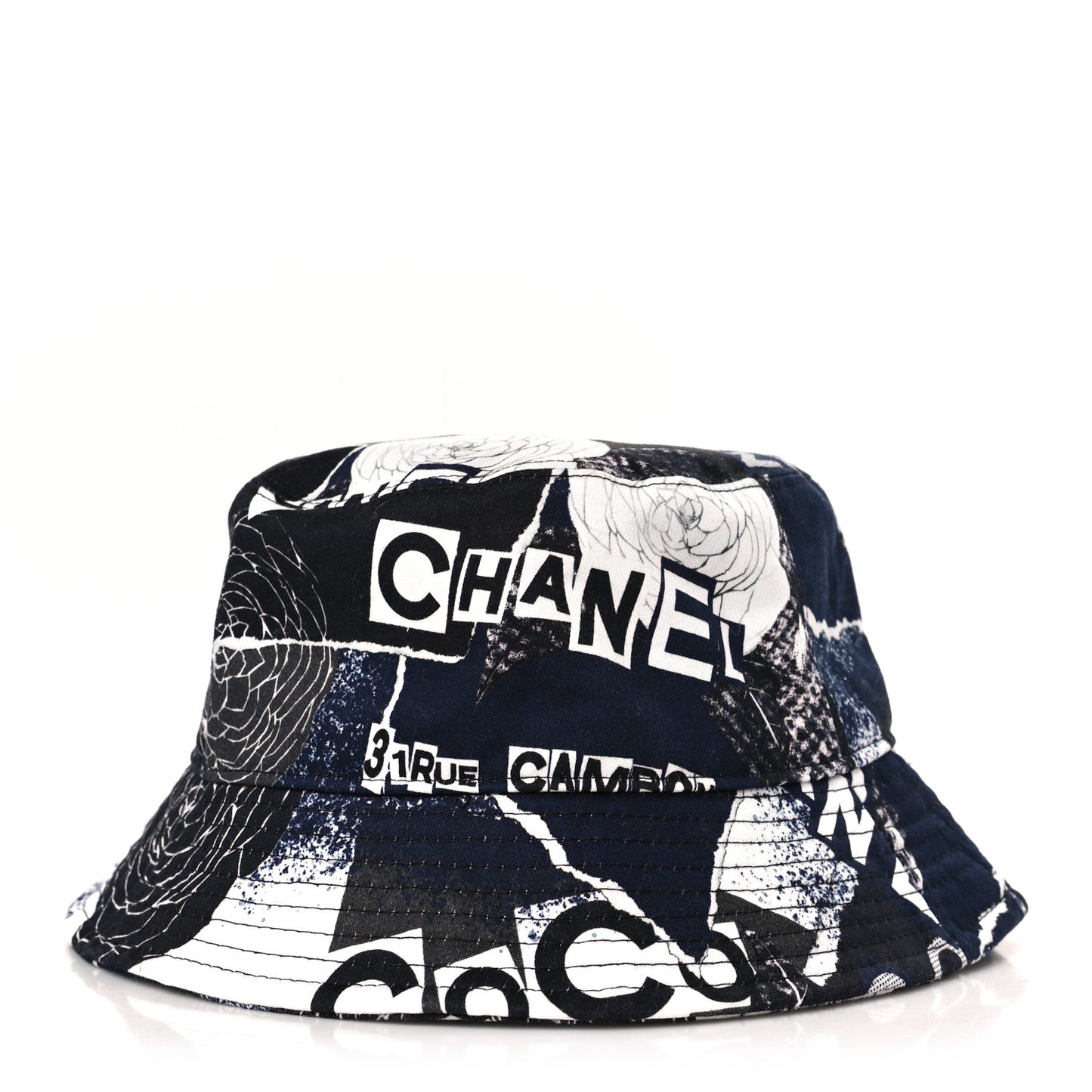 Cotton Coco Print Bucket Hat L Navy Black White