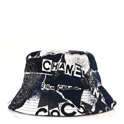Chanel Cotton Coco Print Bucket Hat L Navy Black White 1 of 7