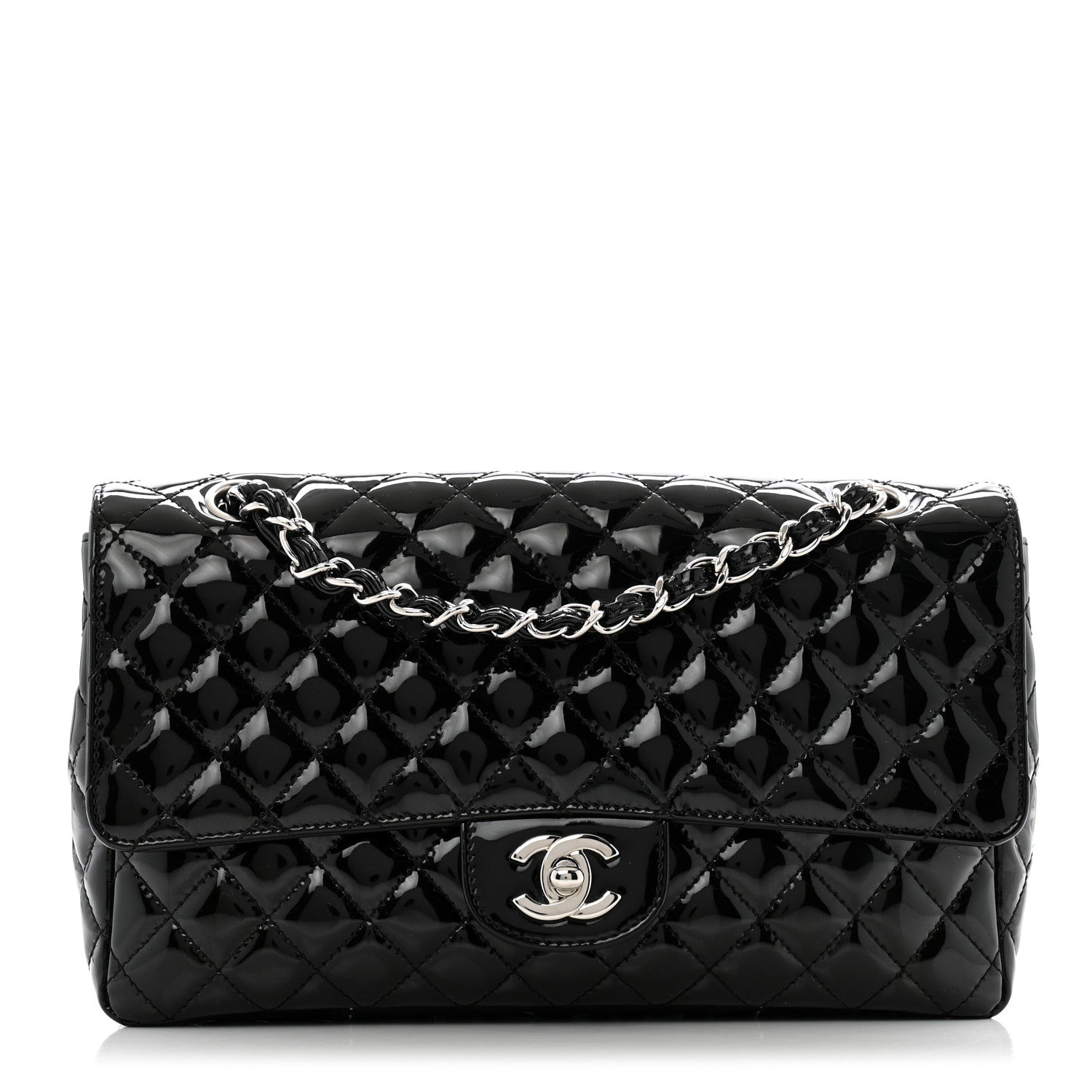 Chanel Patent Quilted Secret Label Medium Flap Black 1 of 11