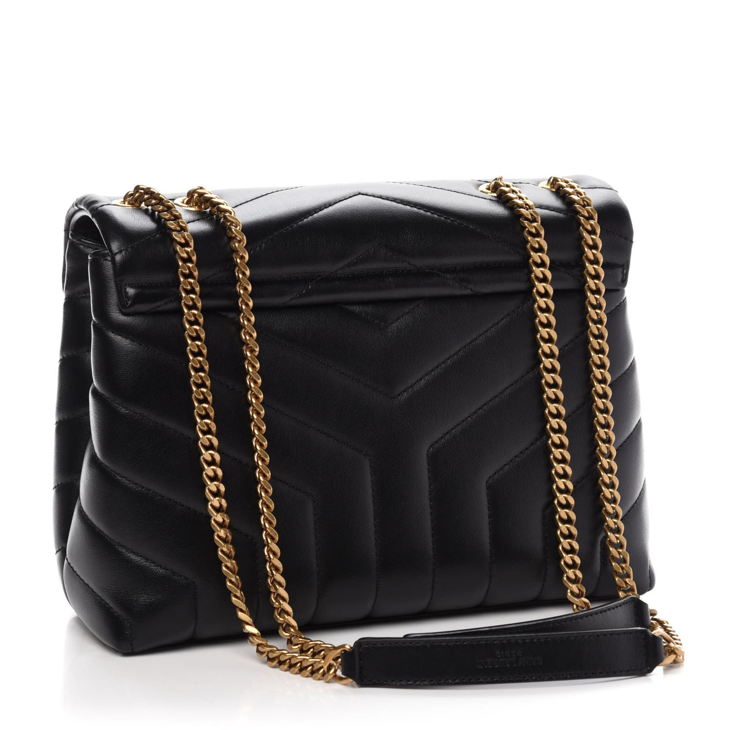 Calfskin Y Quilted Monogram Small Loulou Chain Satchel Black