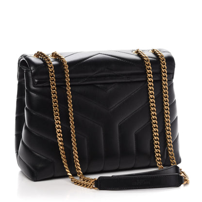 Saint Laurent Calfskin Y Quilted Monogram Small Loulou Chain Satchel Black 4 of 11