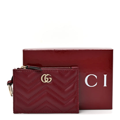 Gucci Lambskin Matelasse GG Marmont Zip Key Pouch Rosso Ancora 8 of 8