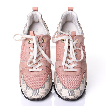 Louis Vuitton Suede Damier Azur Run Away Sneakers 37 Pink 5 of 10