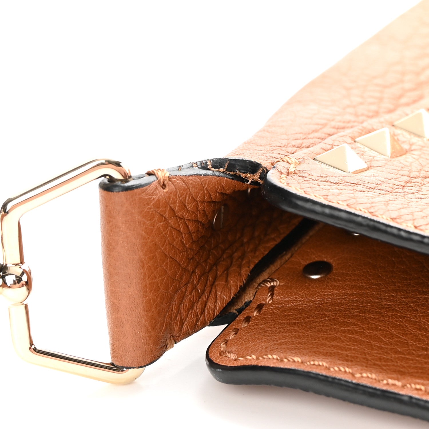 Valentino Garavani Pebbled Calfskin Large Rockstud Flip-Lock Messenger Bag Light Cuir 12 of 15