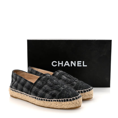 Chanel Flannel CC Espadrilles 36 Dark Grey Black 10 of 10