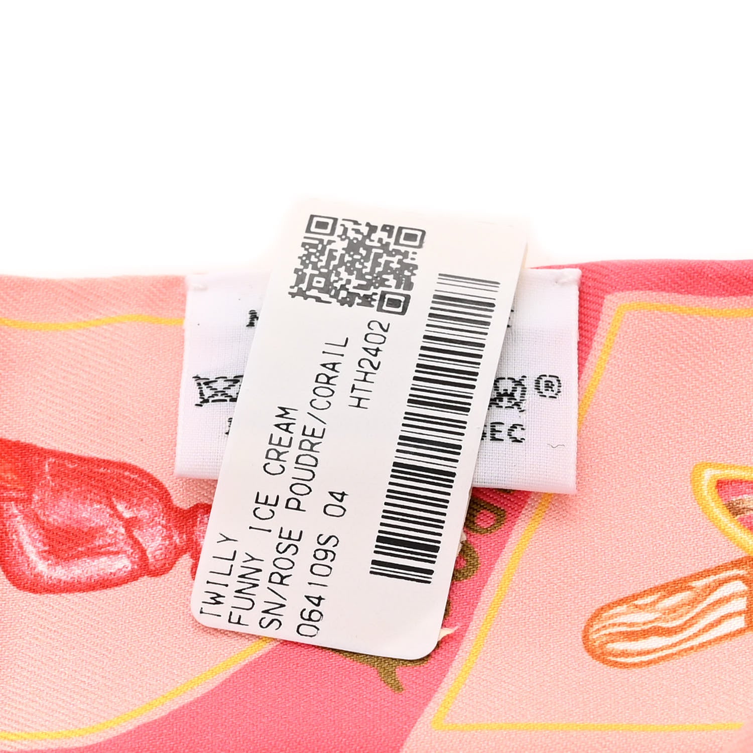 Hermes Silk Funny Ice Cream Twilly Rose Poudre Corail 3 of 4