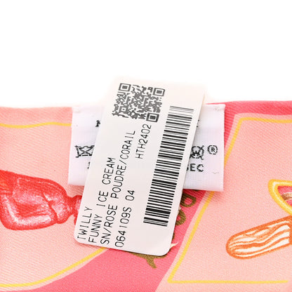 Hermes Silk Funny Ice Cream Twilly Rose Poudre Corail 3 of 4