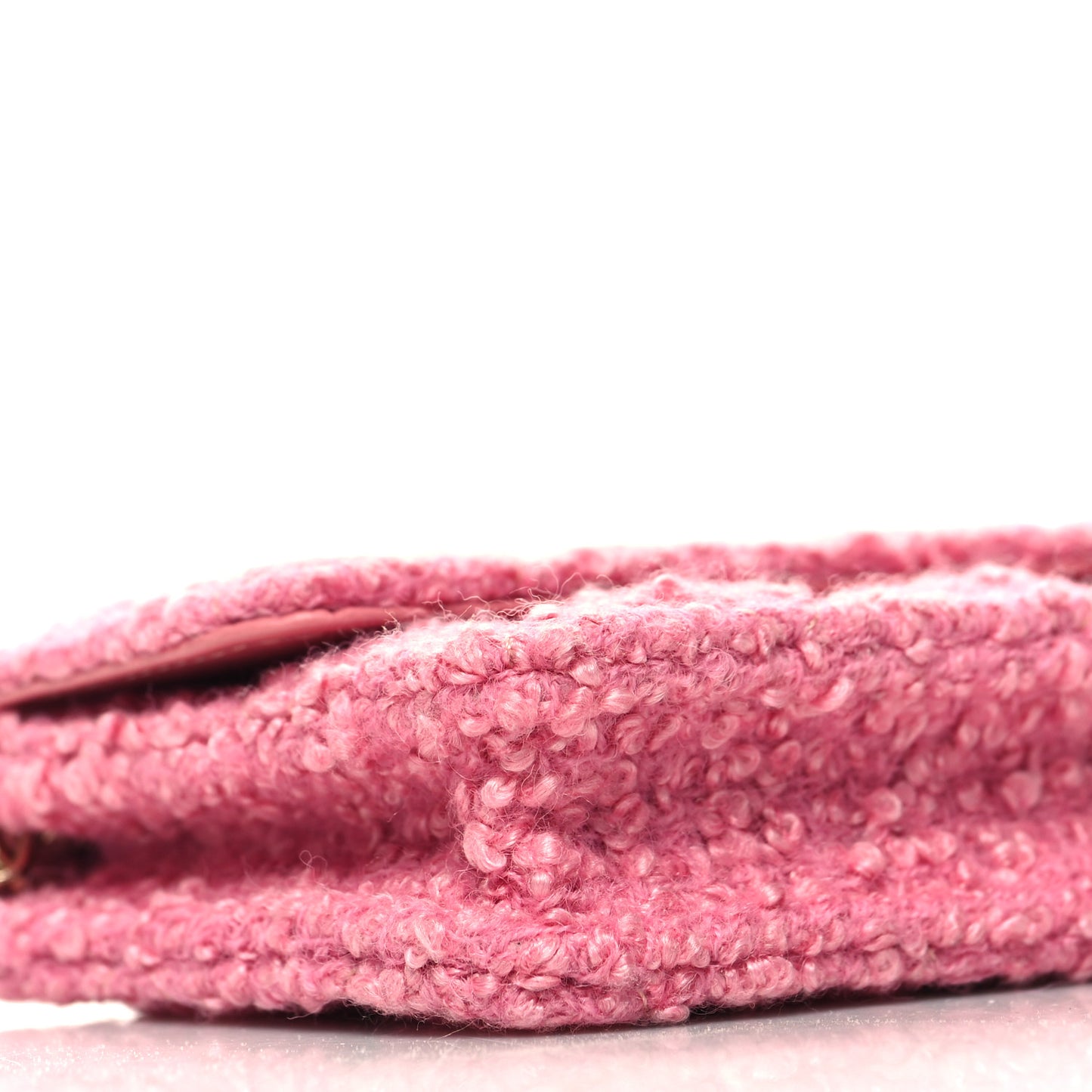 Tweed Quilted Flap Chain Waist Bag Pink