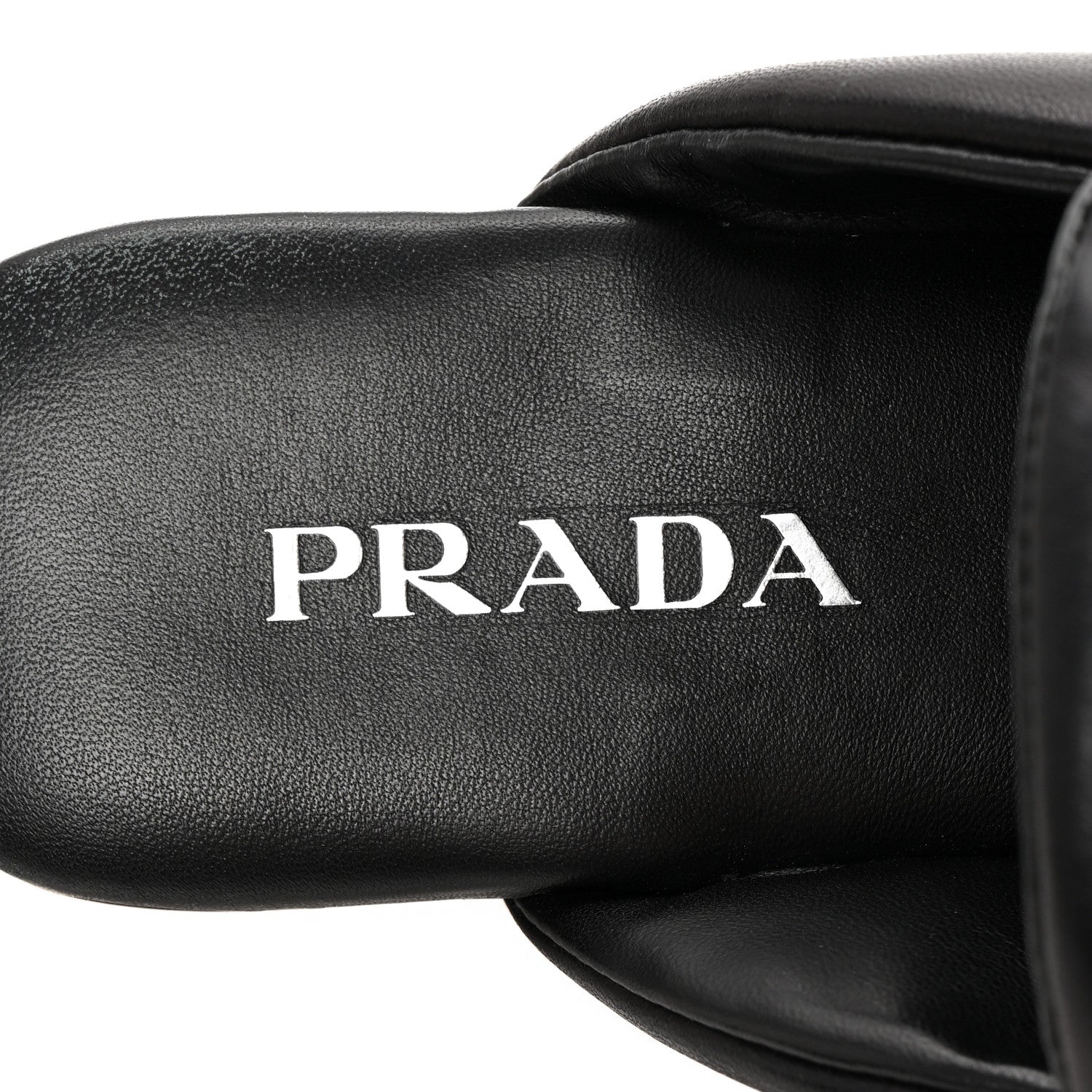 Prada Nappa Soft Padded Metal Triangle Logo Lug Sole 20mm Mules 40.5 Black 7 of 7
