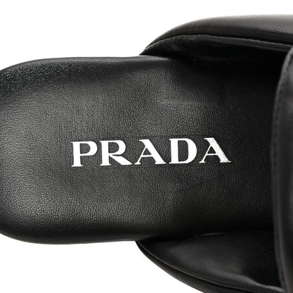 Prada Nappa Soft Padded Metal Triangle Logo Lug Sole 20mm Mules 40.5 Black 7 of 7
