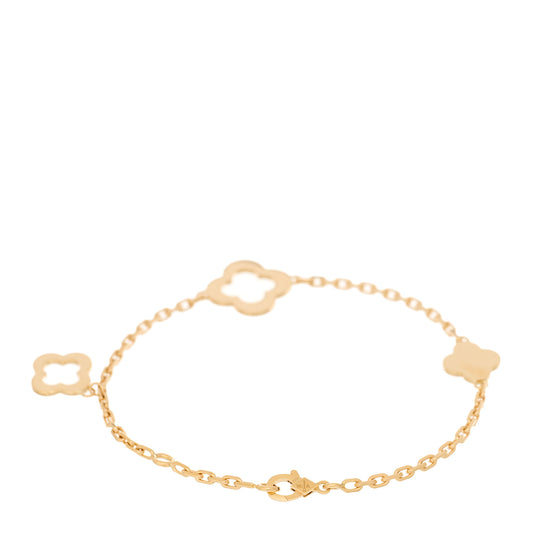 18K Yellow Gold 3 Motifs Byzantine Alhambra Bracelet