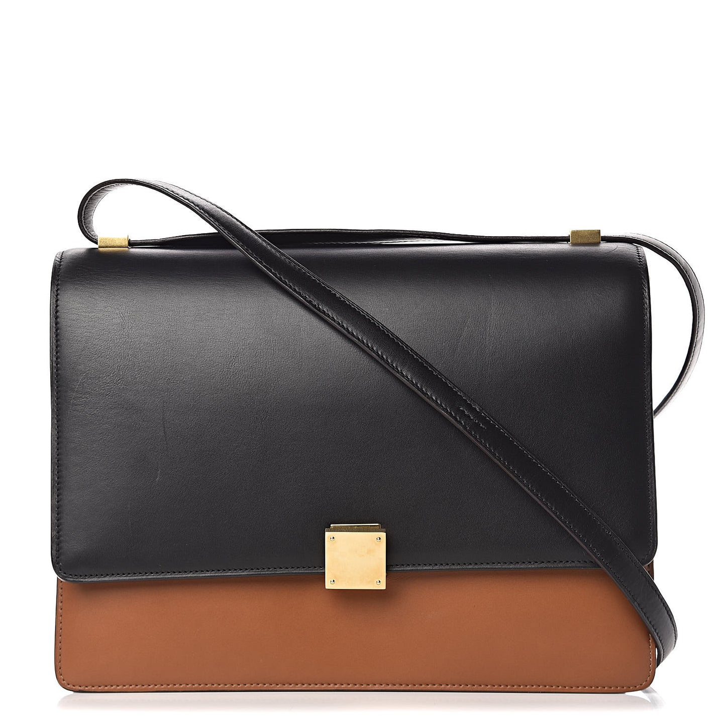 Smooth Calfskin Bi-Color Large Case Camel
