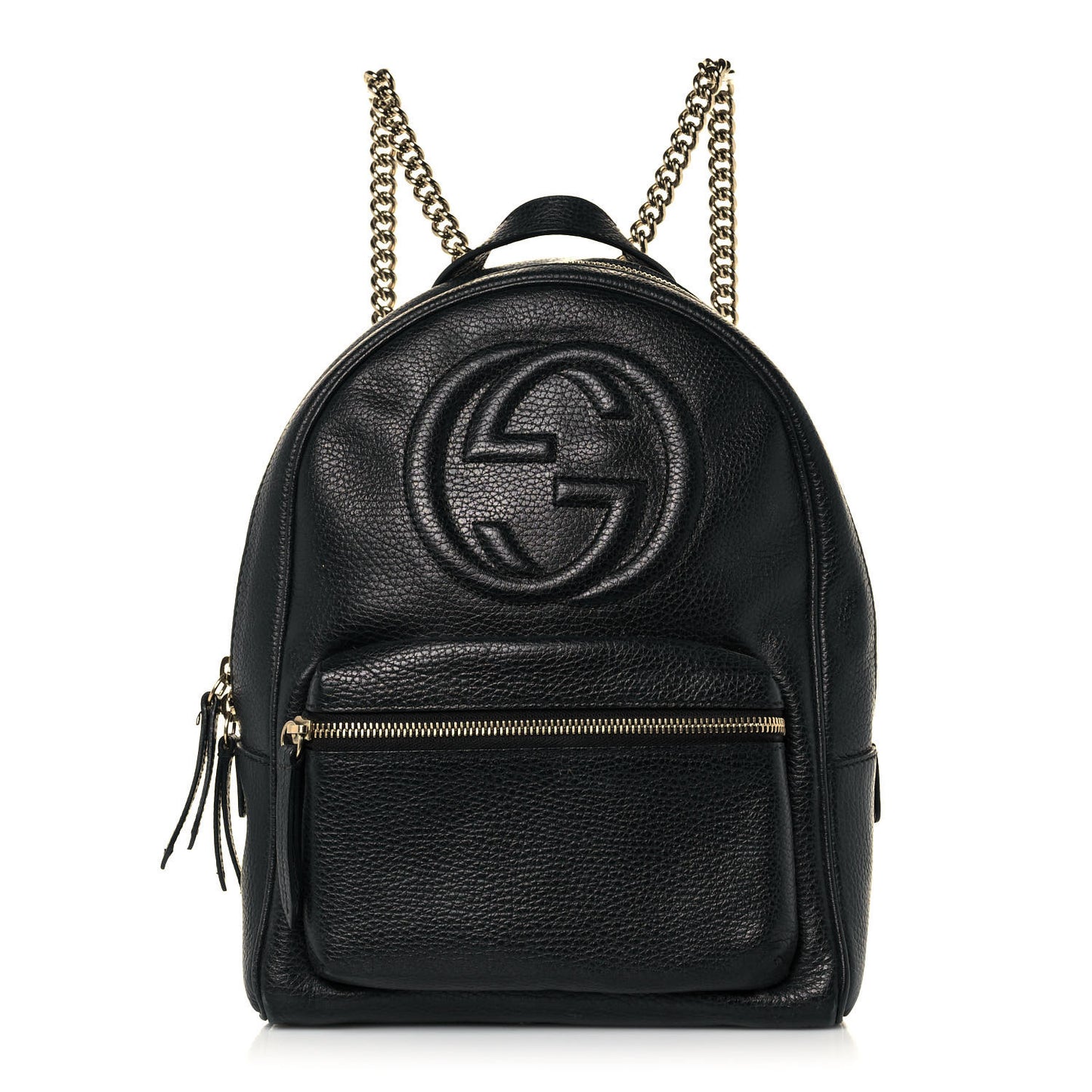Pebbled Calfskin Soho Chain Backpack Black