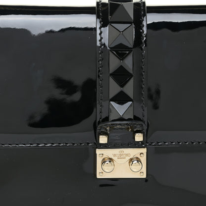 Valentino Garavani Patent Monochrome Medium Glam Lock Rockstud Flap Black 9 of 15
