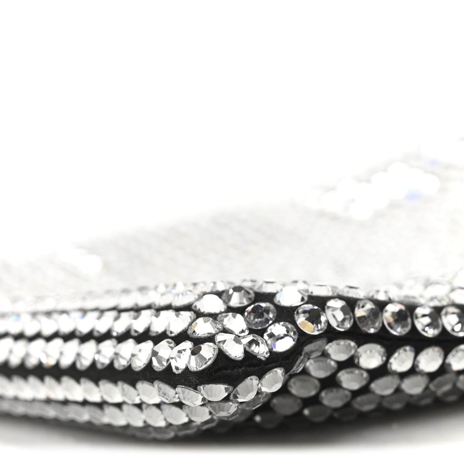 Prada Satin Crystal Metal Triangle Logo Chain Crossbody Handbag Cristal 9 of 10
