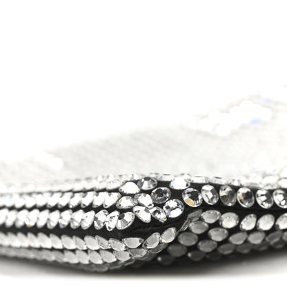 Prada Satin Crystal Metal Triangle Logo Chain Crossbody Handbag Cristal 9 of 10