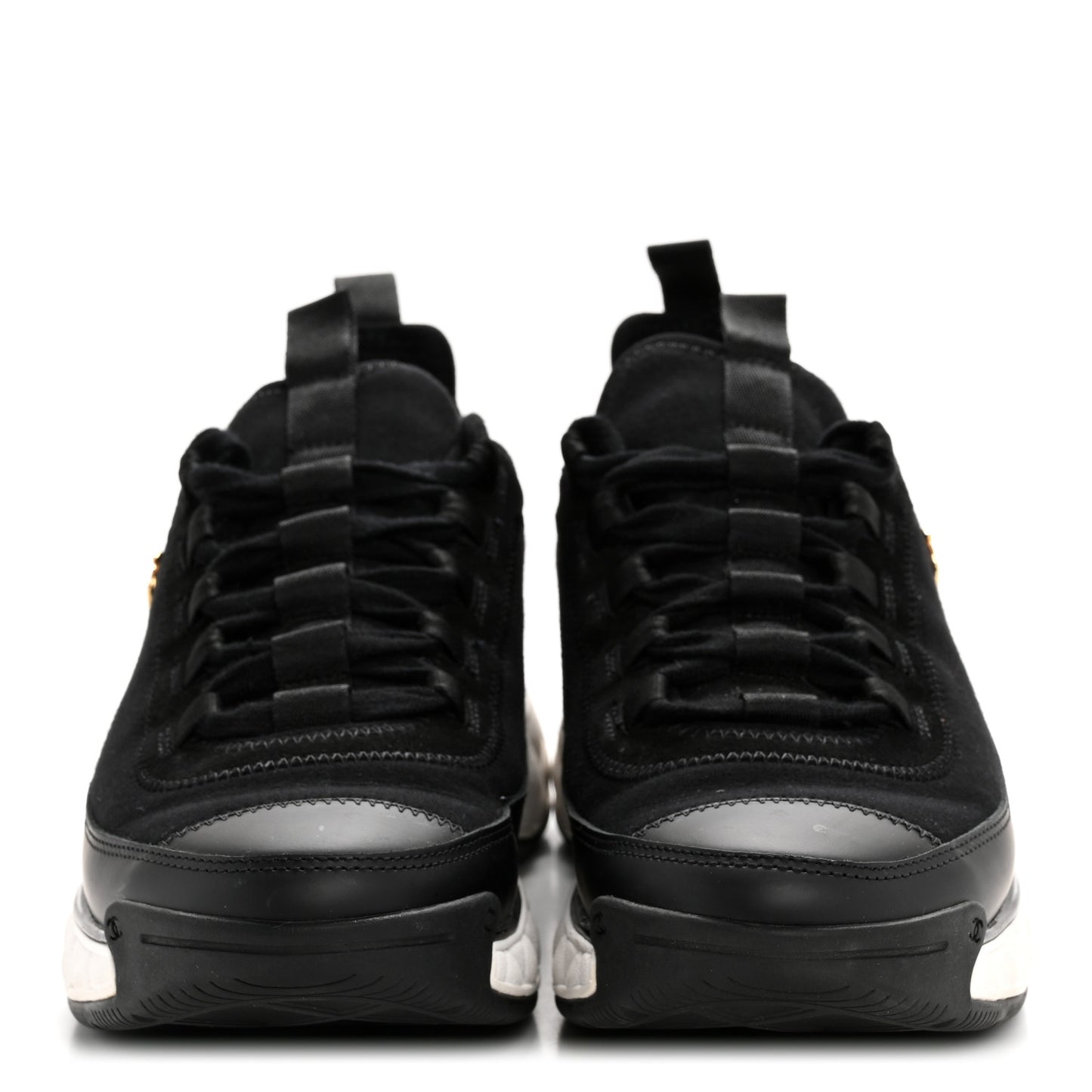 Velvet Calfskin Mixed Fibers CC Sneakers 38 Black