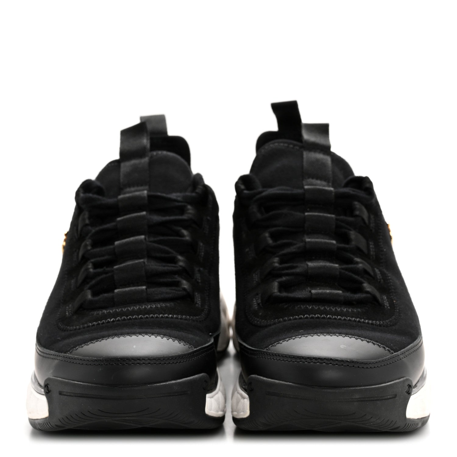 Chanel Velvet Calfskin Mixed Fibers CC Sneakers 38 Black 3 of 10