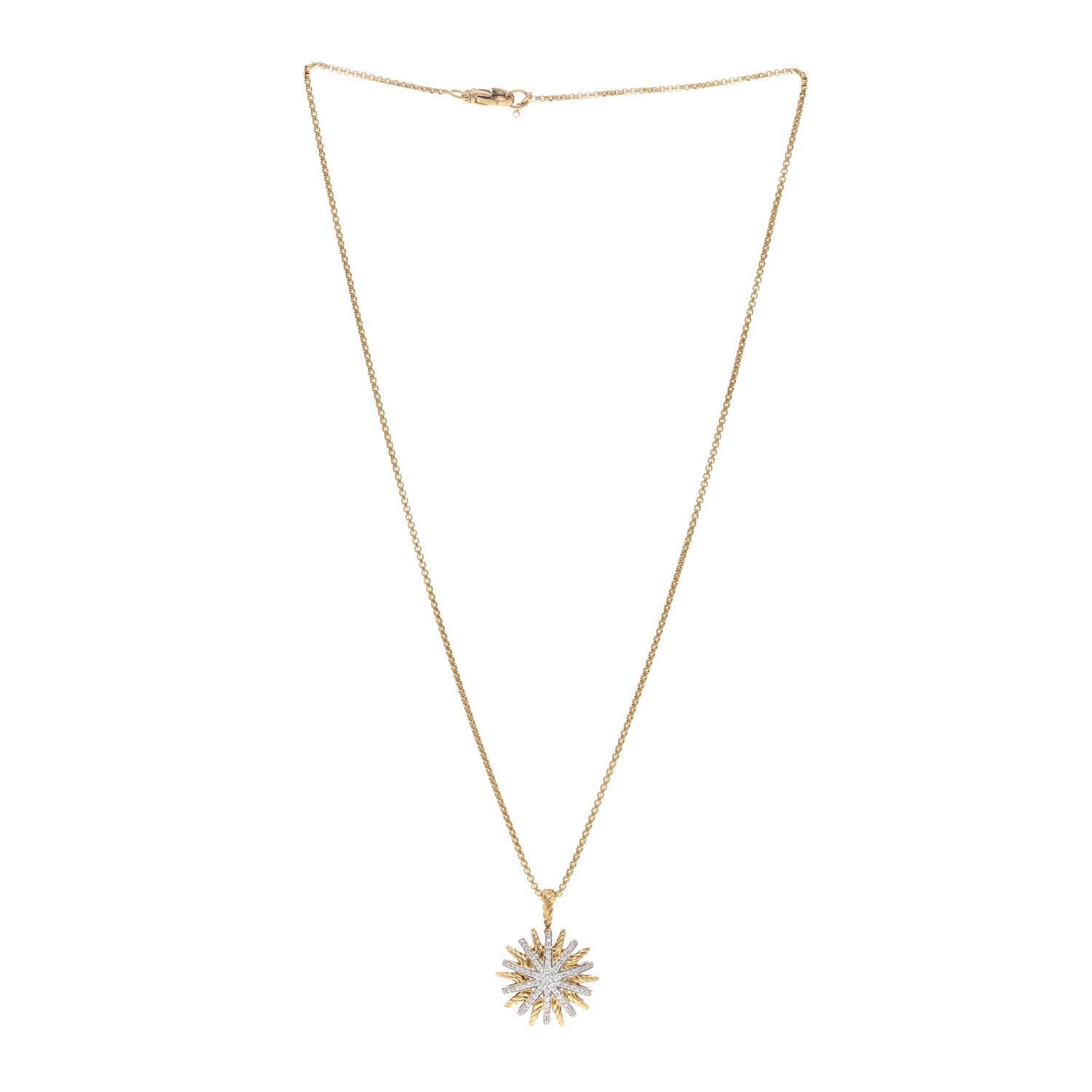 David Yurman 18K Yellow Gold Diamond Starburst Constellation Necklace 3 of 4