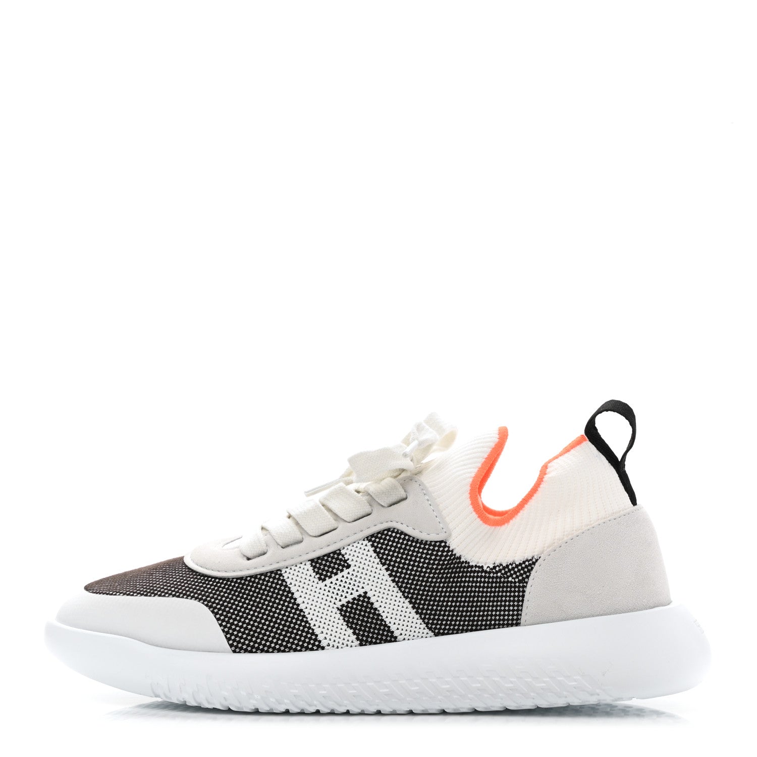 Hermes Knit Suede Goatskin Womens Crew Sneakers 39 Prunoir White 1 of 8