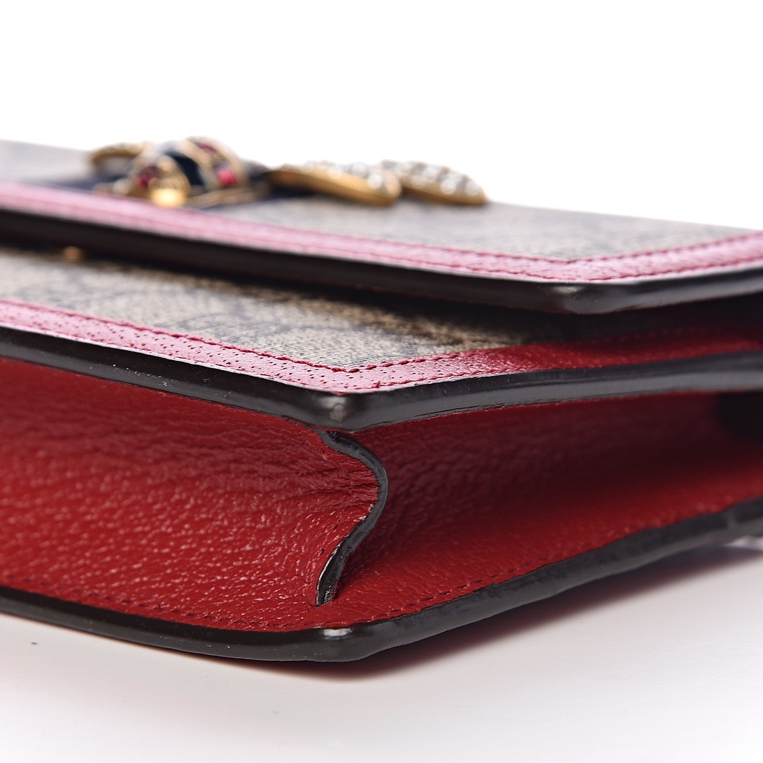 Gucci GG Supreme Monogram Web Queen Margaret Chain Wallet Red 9 of 11