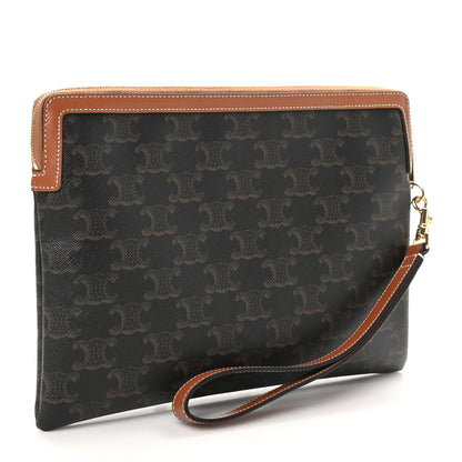 Celine Triomphe Canvas Calfskin Small Pouch Tan 3 of 8