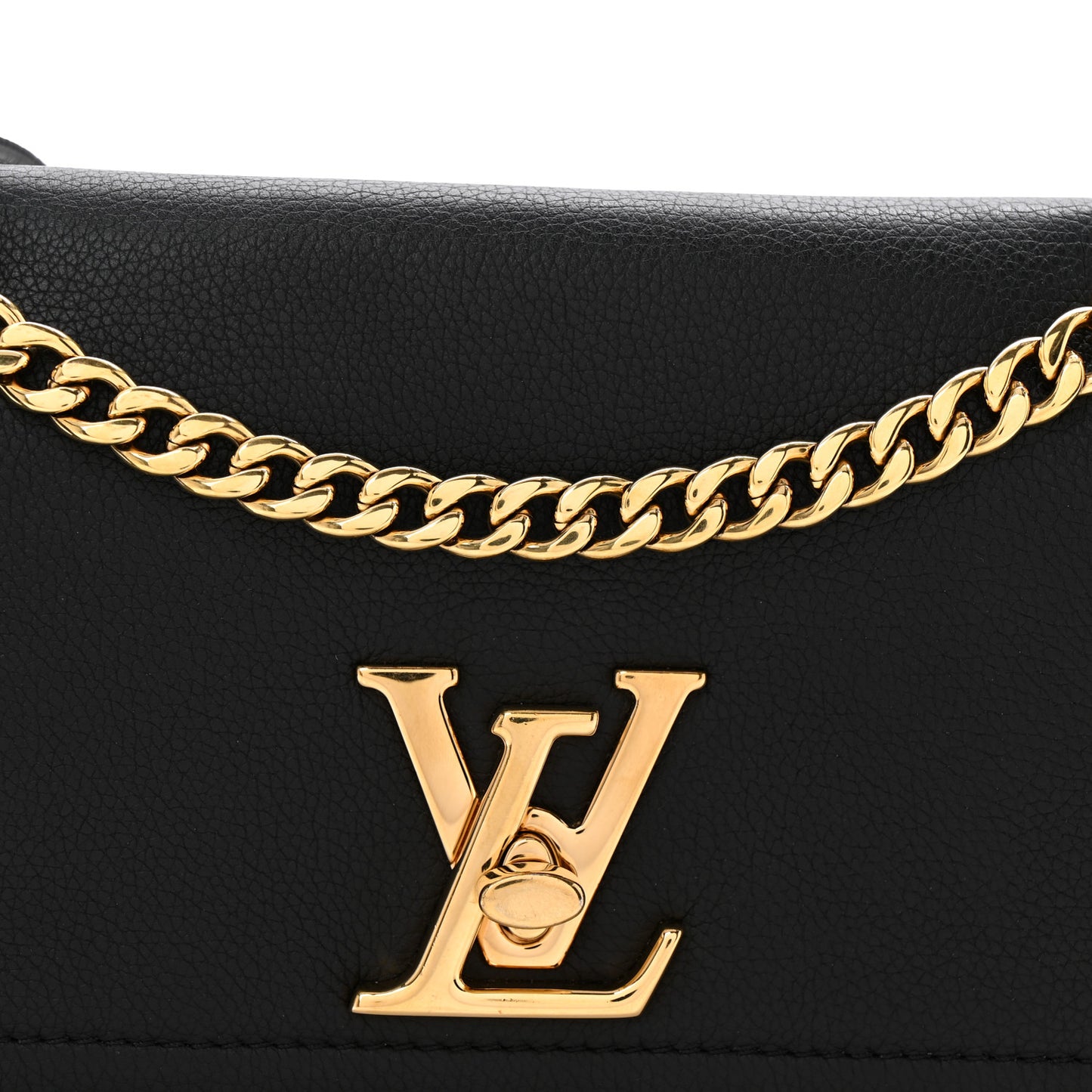 Calfskin Lockme Chain East West Black