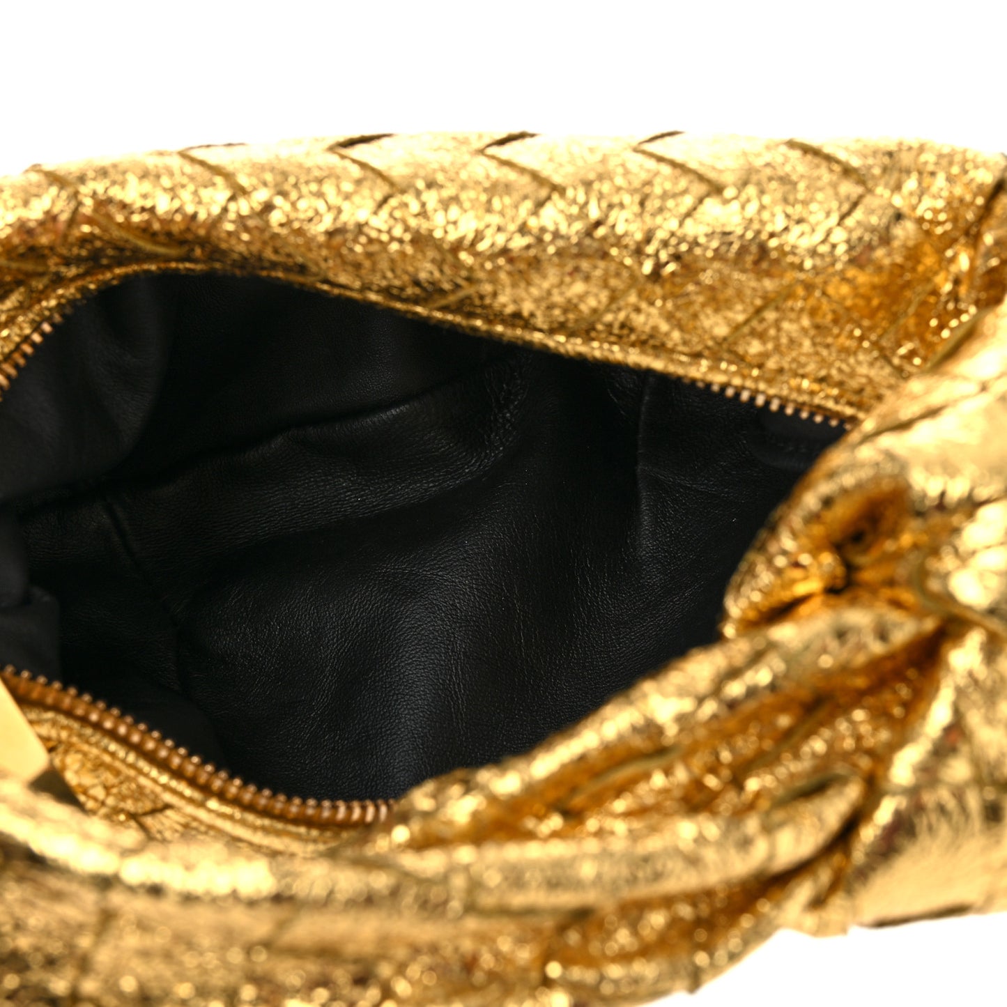 Metallic Nappa Intrecciato Mini Jodie Gold