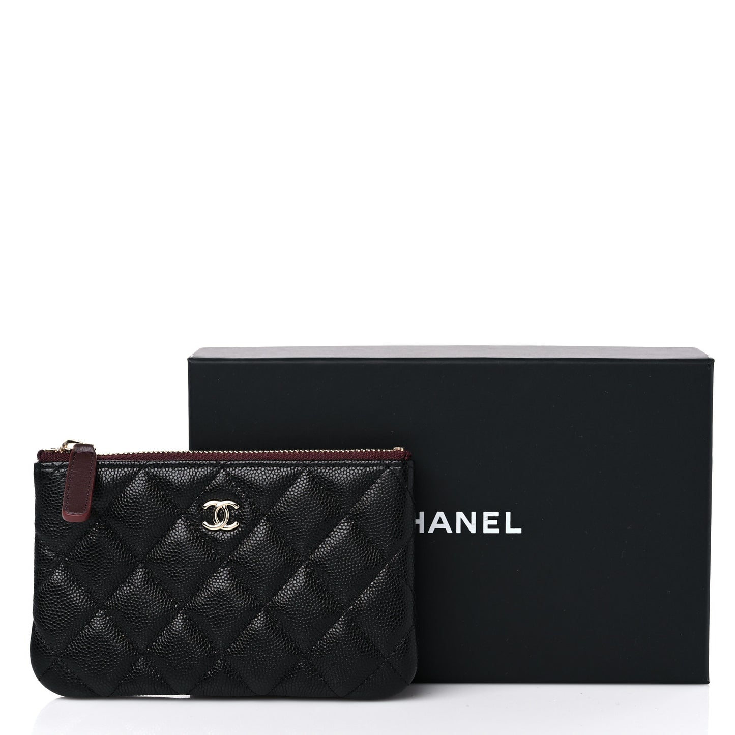 Caviar Quilted Small Cosmetic Case Black