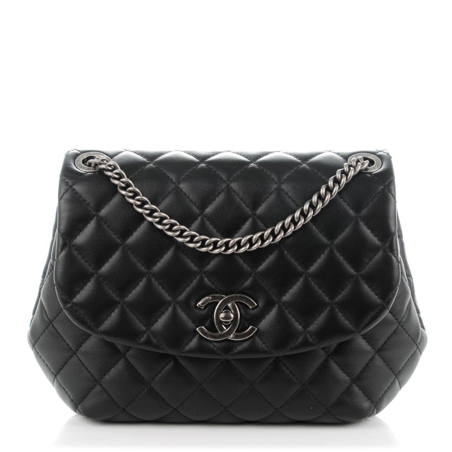 Lambskin Quilted Small Daily Supple Flap Black
