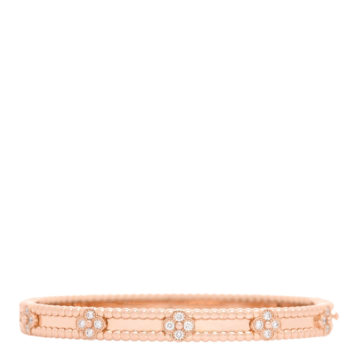 Van Cleef & Arpels 18K Rose Gold Diamond Perlee Sweet Clovers Bracelet S 2 of 4
