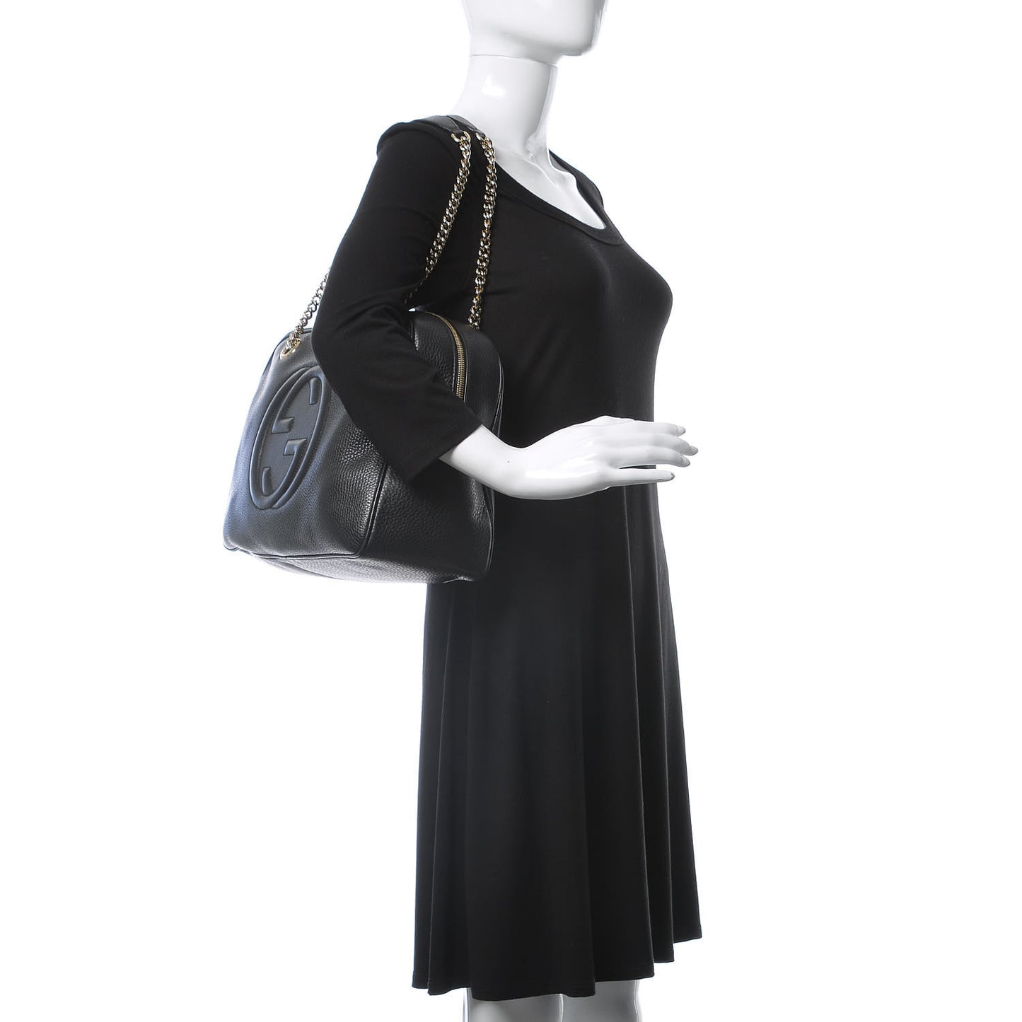 Pebbled Calfskin Medium Soho Bowler Black