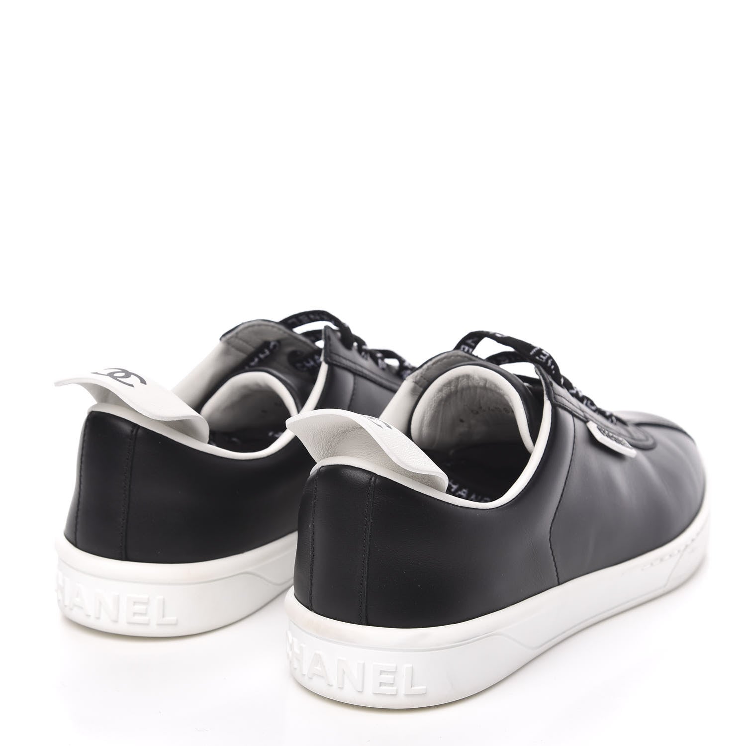 Chanel Calfskin CC Womens Sneakers 38 Black 4 of 9