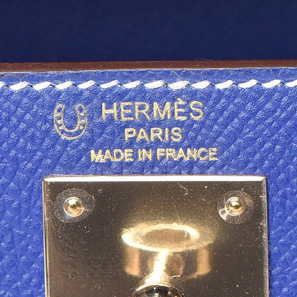 Hermes Epsom Horseshoe Kelly Sellier 28 Bleu Electrique Craie 26 of 35