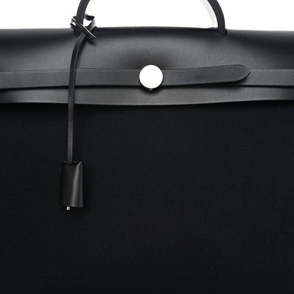 Hermes Military Toile Vache Hunter Herbag Messenger 39 Black 9 of 12