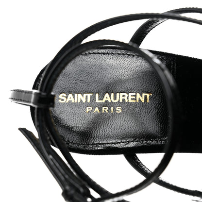 Saint Laurent Vernice Chiffon Tassel Embellished Pierre Pon Pon 110 Sandals 37 Black 5 of 7