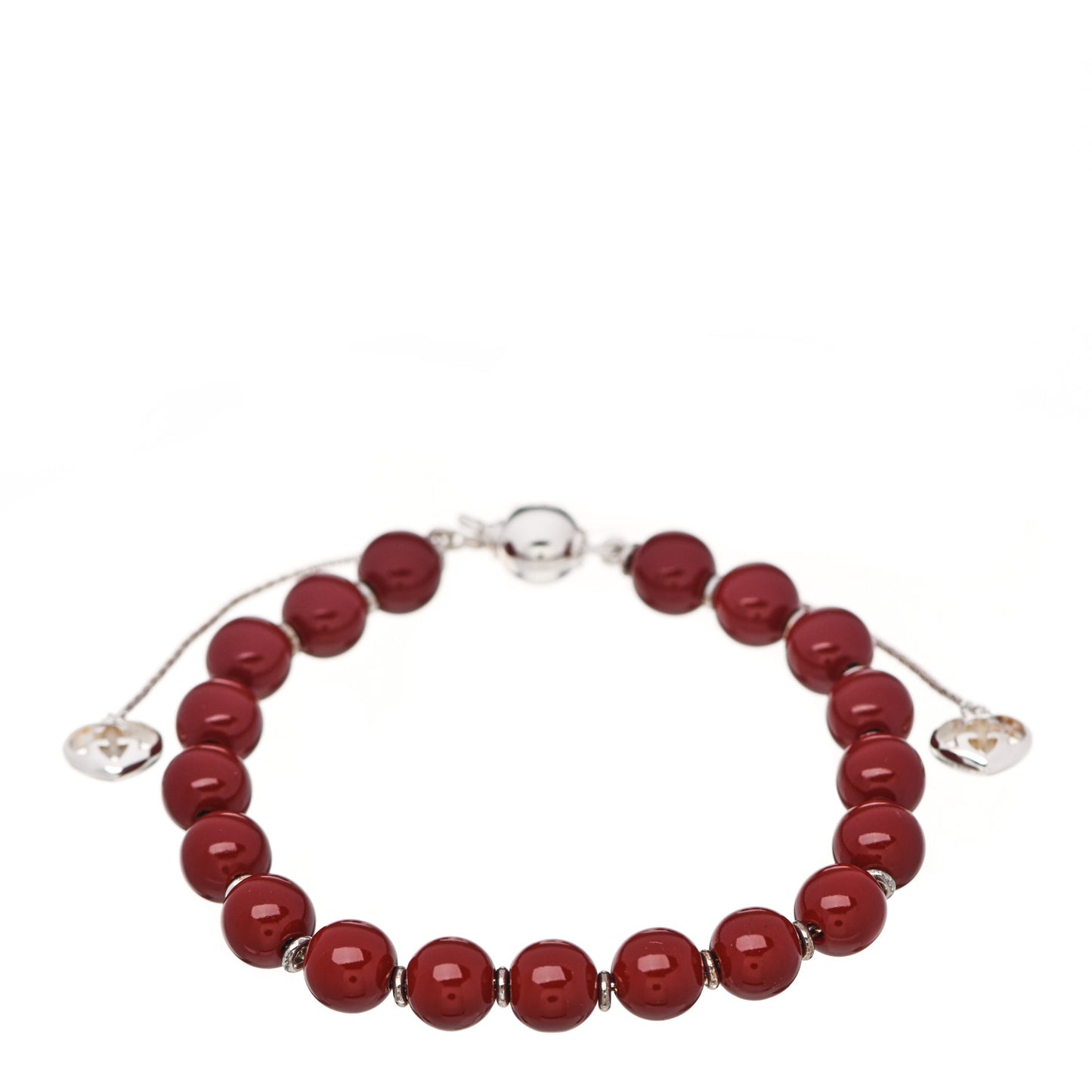 Sterling Silver Wood Boule Britt Bracelet Red