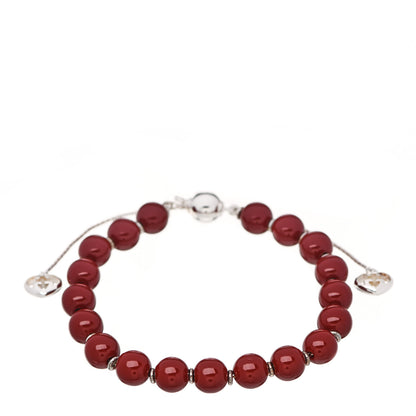 Gucci Sterling Silver Wood Boule Britt Bracelet Red 1 of 5