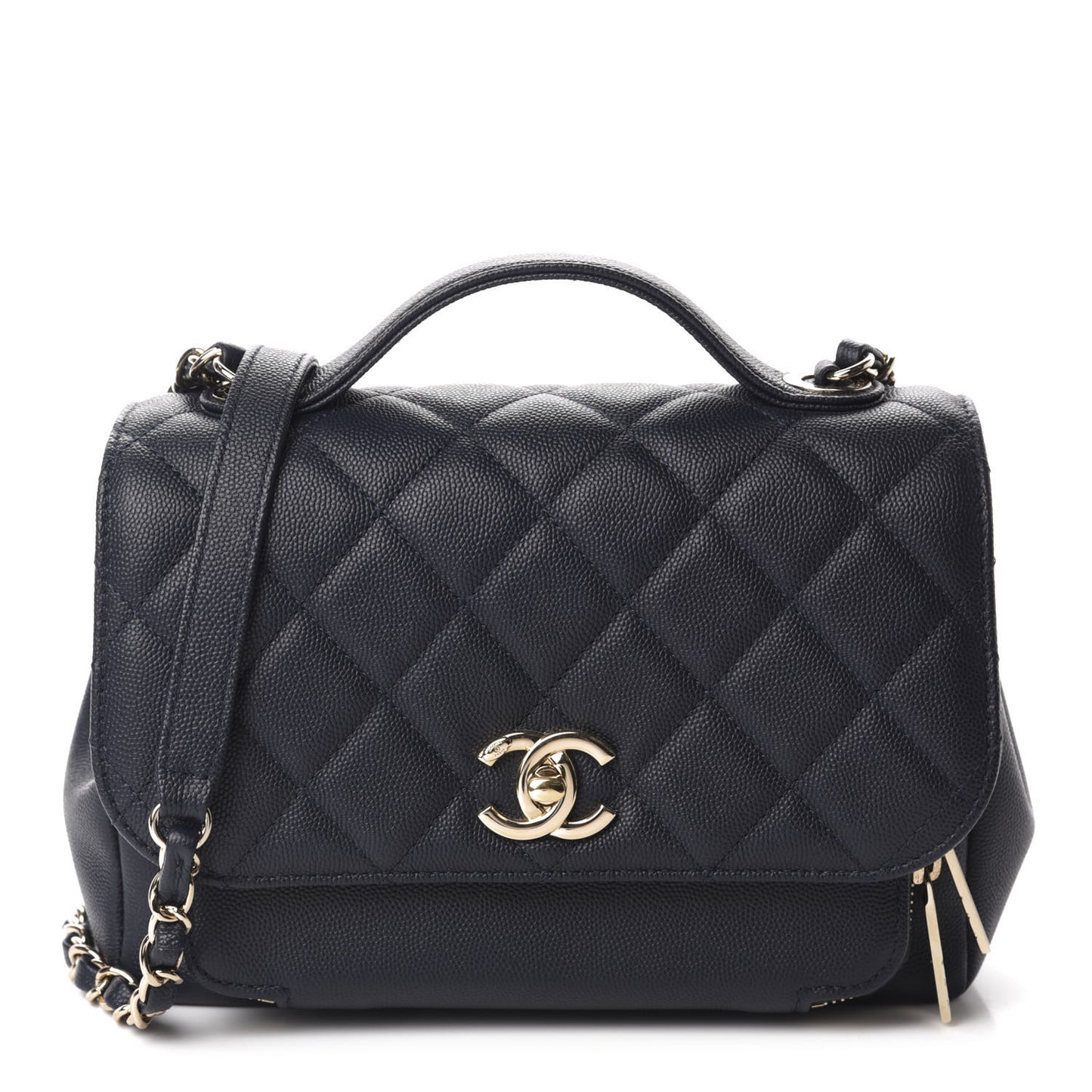 Caviar Quilted Small Business Affinity Flap Navy