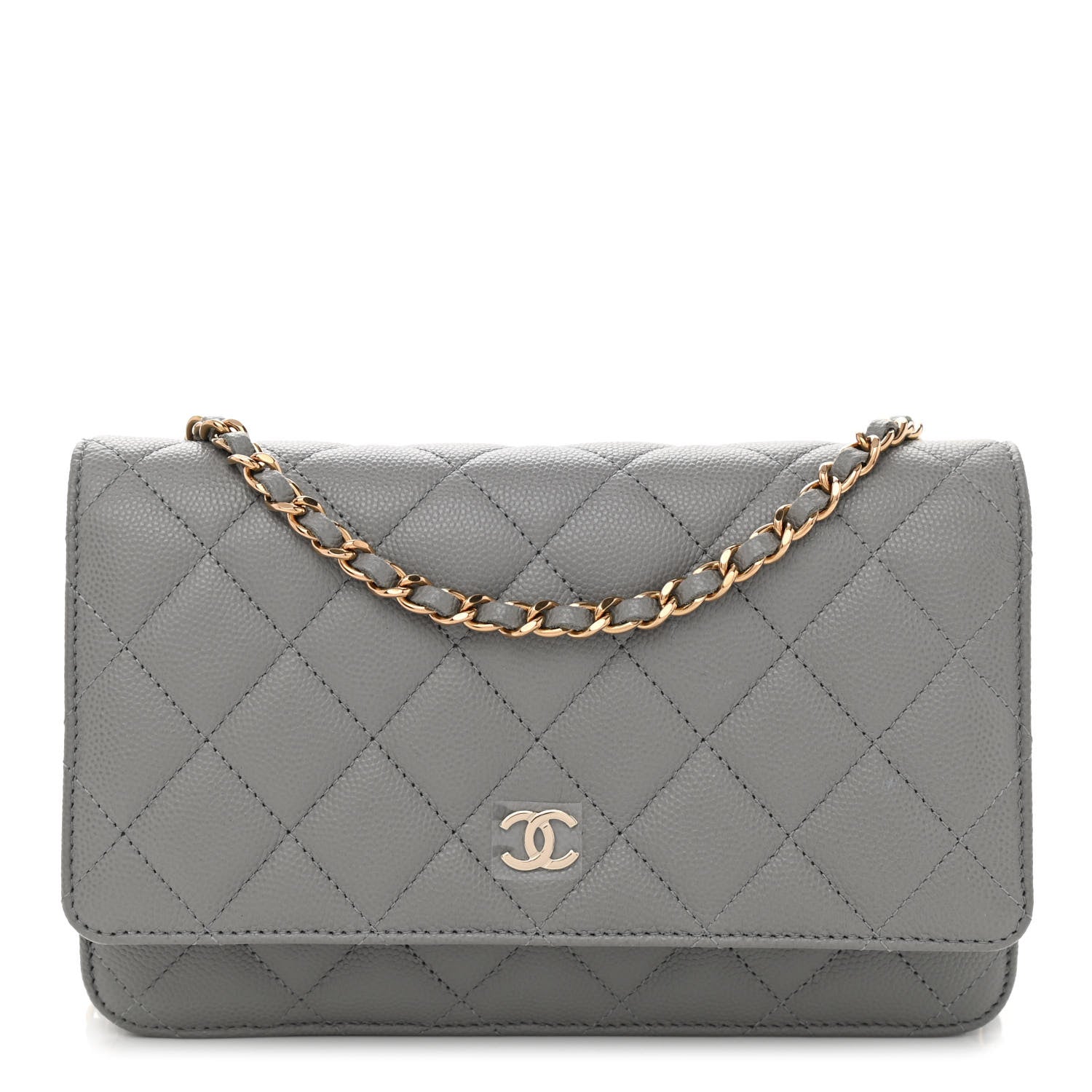 Chanel Caviar Quilted Wallet On Chain WOC Grey 1 of 12