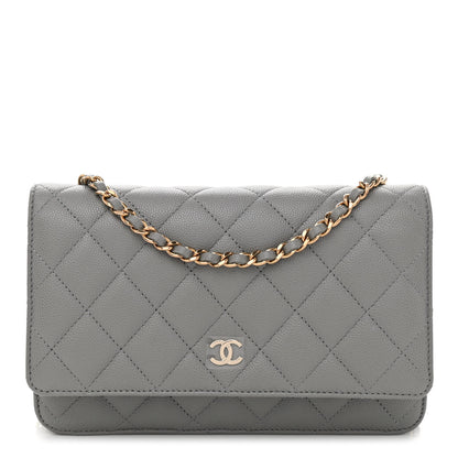 Chanel Caviar Quilted Wallet On Chain WOC Grey 1 of 12
