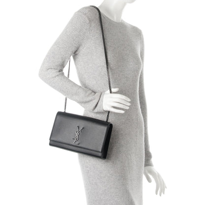 Saint Laurent Grain De Poudre Medium Classic Monogram Kate Satchel Black 2 of 6