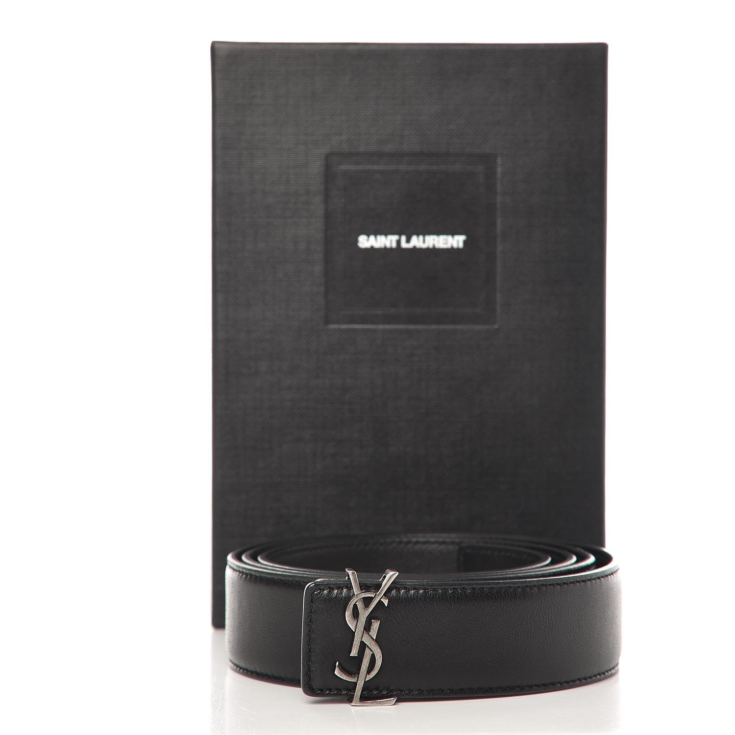 Saint Laurent Lambskin Interlocking Monogram Belt 90 36 Black 8 of 8
